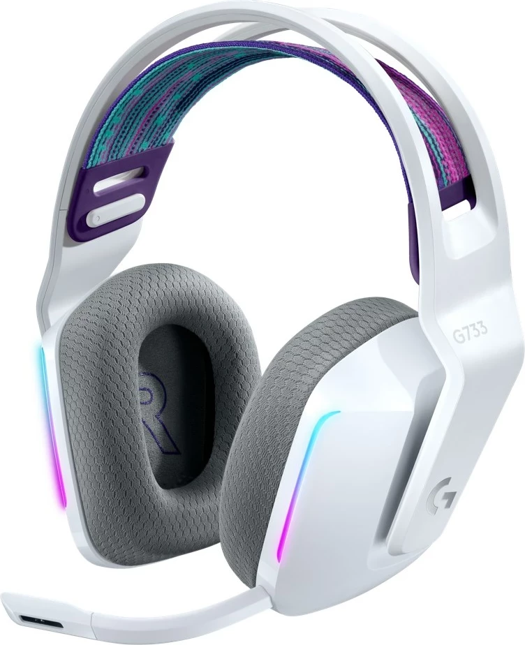 Kufje wireless Logitech G G733, RGB, mikrofon boom, e bardhë
