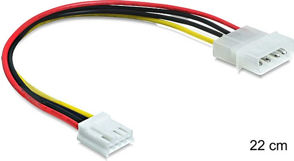 Kabllo rryme DeLOCK 83184, Molex 4-pin (mashkull) në Floppy 4-pin (femër), 0.22 m, shumëngjyrëshe