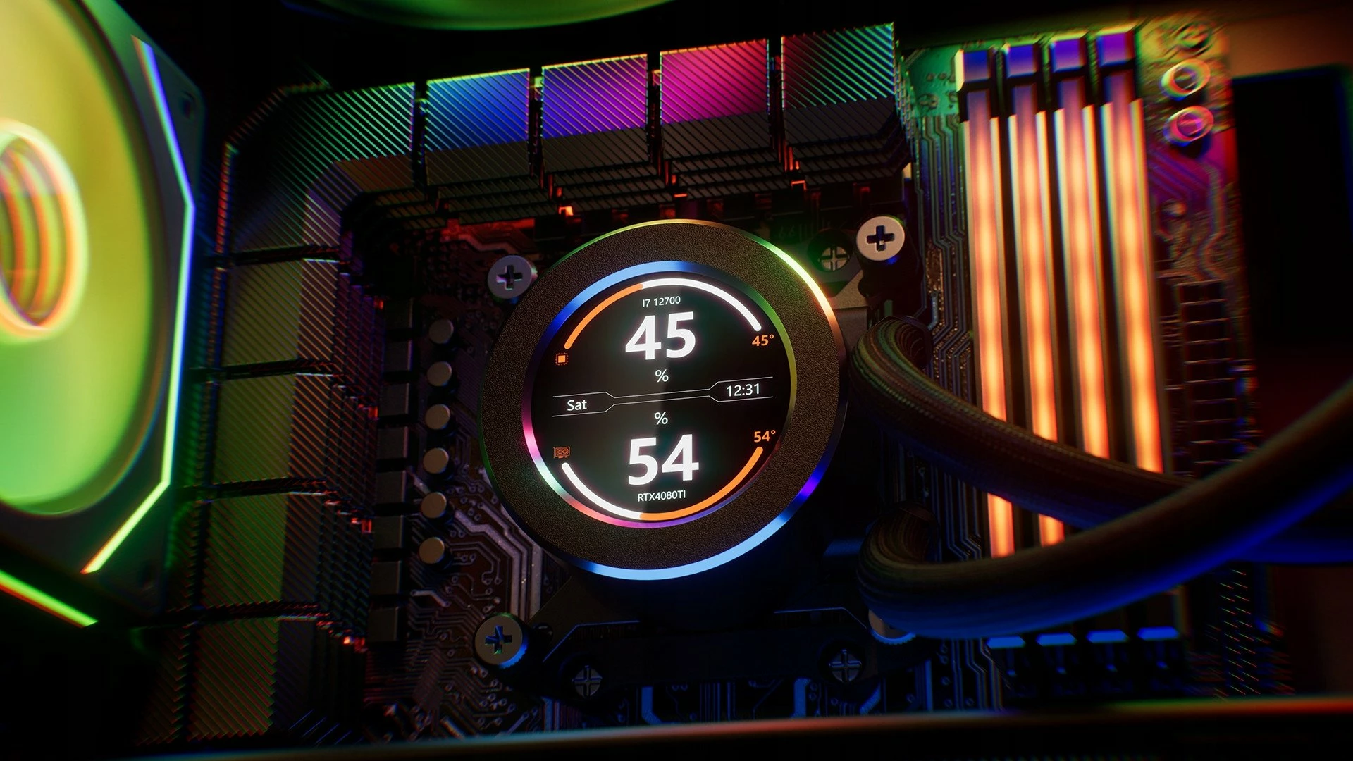 Ftohës uji AIO Krux HydroGlance 240 ARGB LCD KRXE003, radiator 240 mm, 2x120 mm PWM