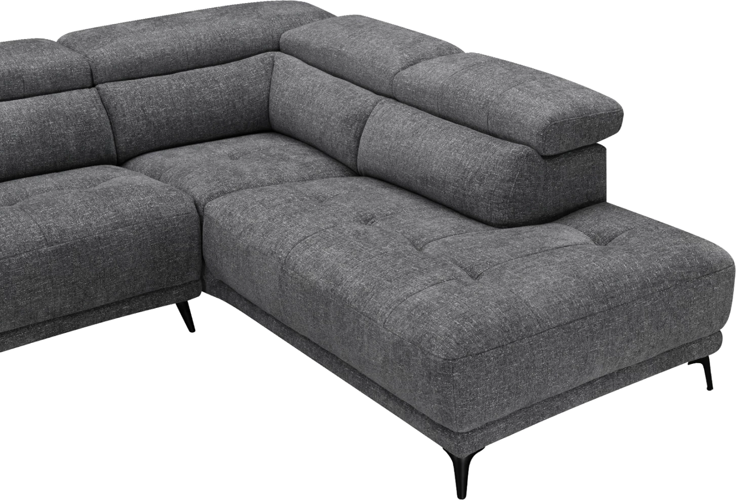 Këndore e djathtë 5-vendëshe me recline, stof gri, CD3315.01R, 275x104x77cm