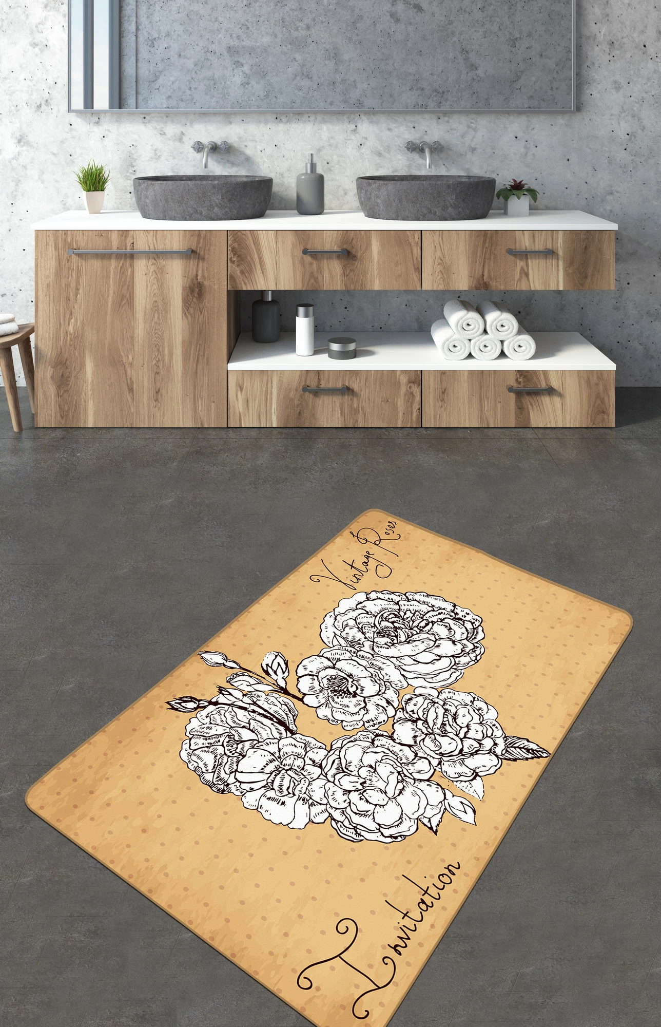 Tapet për banjo Mijölnir, Vintage Roses, 80x100cm