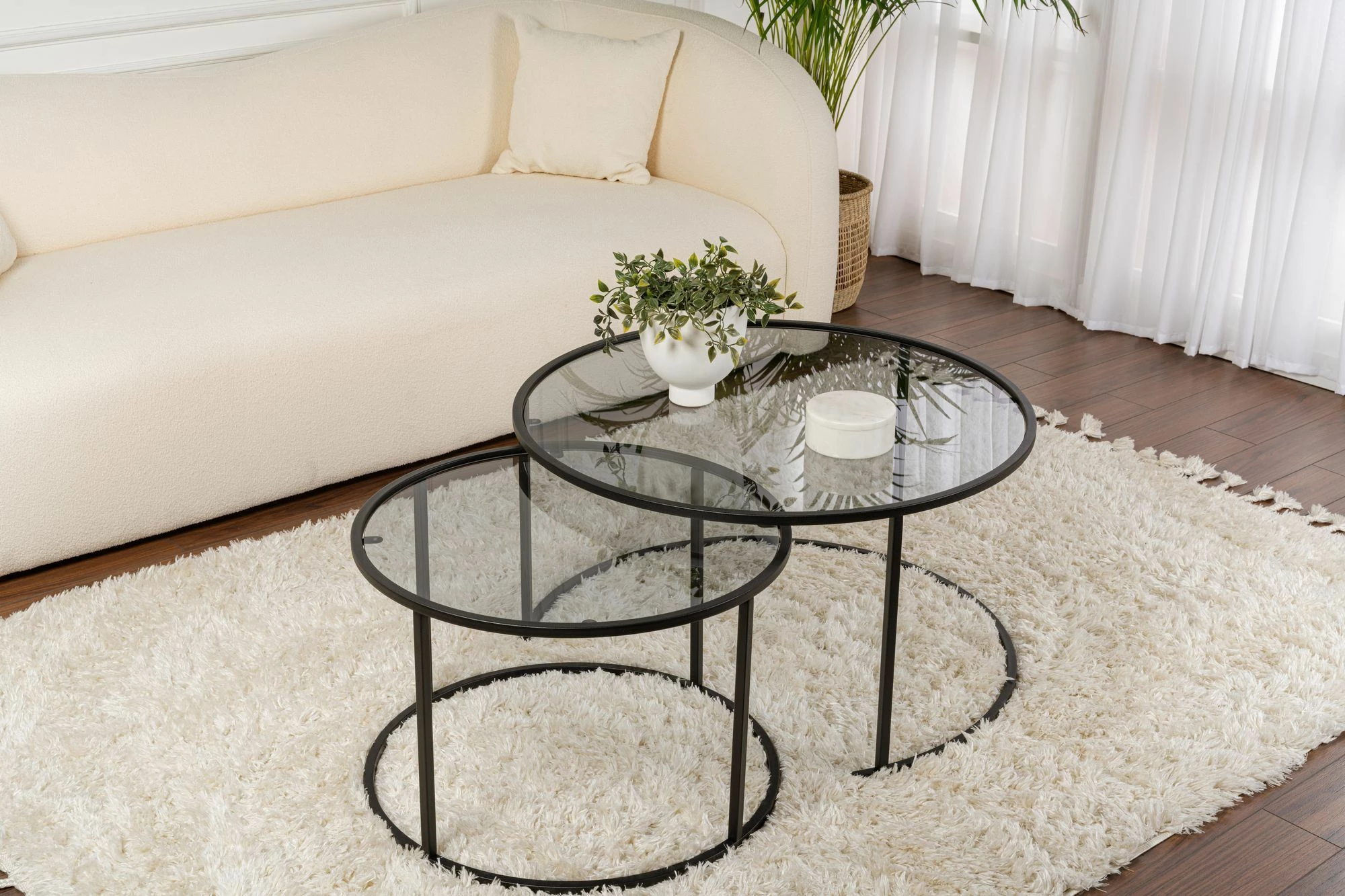Set tavolinash kafeje Skye Decor, e zezë-gri, 80-60