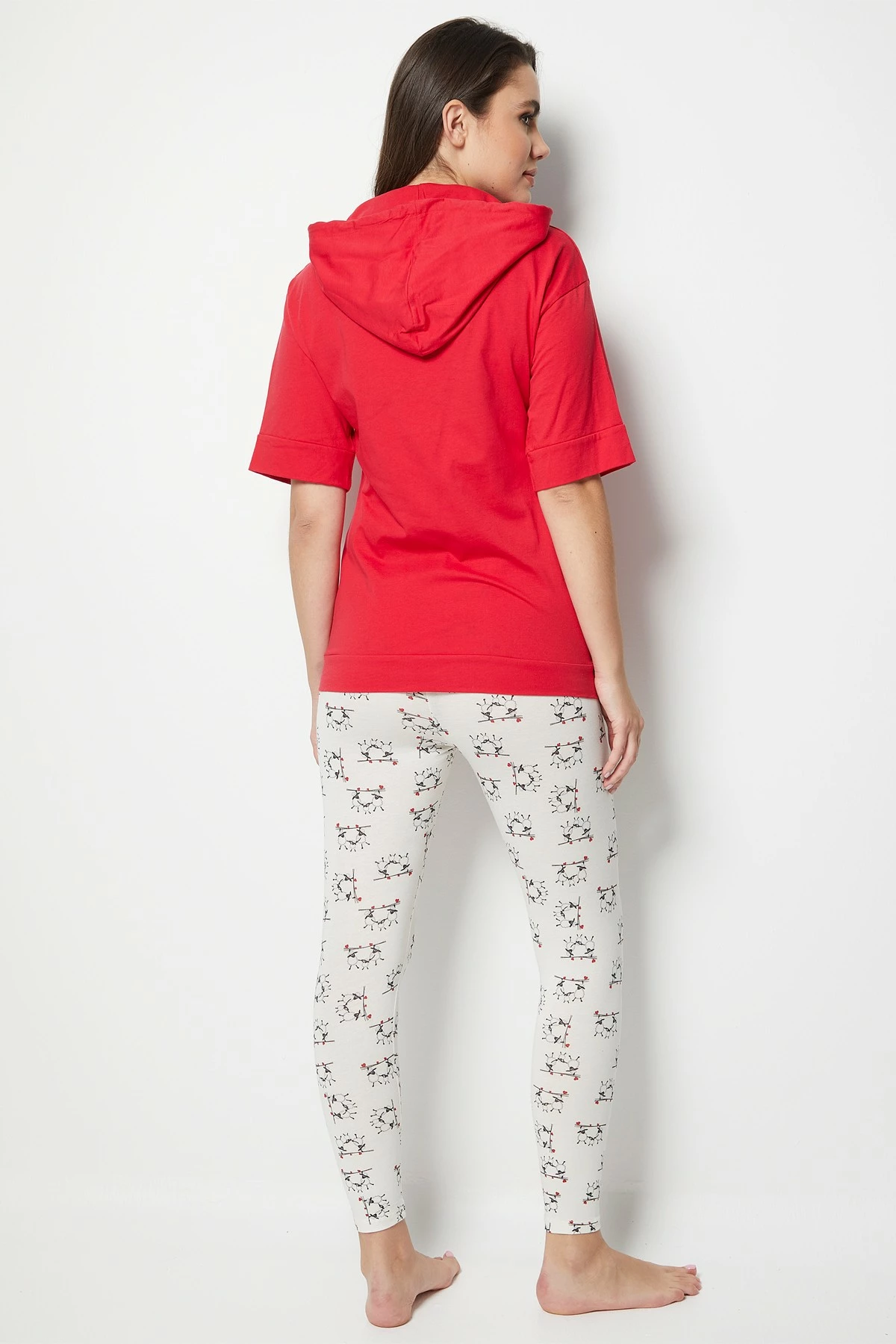 Set pizhamash për gra, ngjyrë e kuqe e errët, Jumeon 002-000501