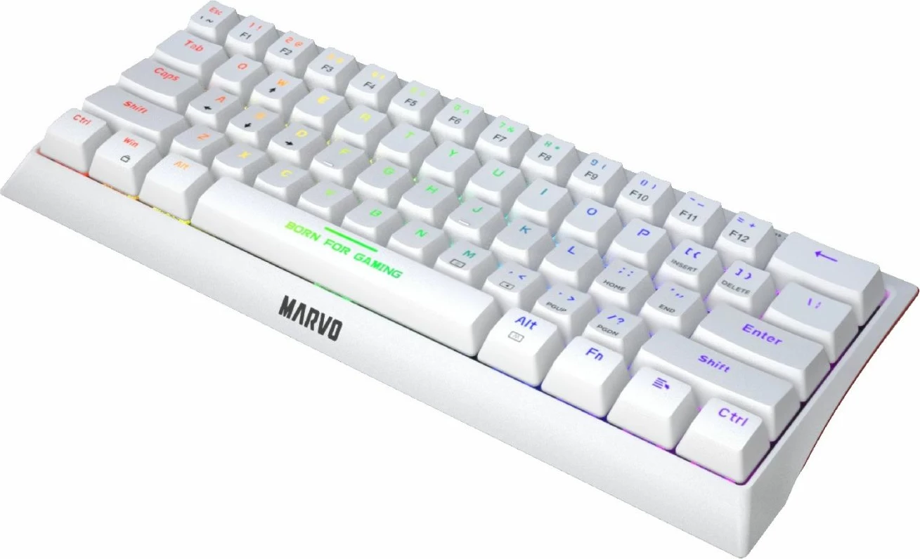 Tastierë mekanike gaming Marvo KG962G Hecate 61R (60%, 61 taste), USB-C, rainbow backlight, e bardhë