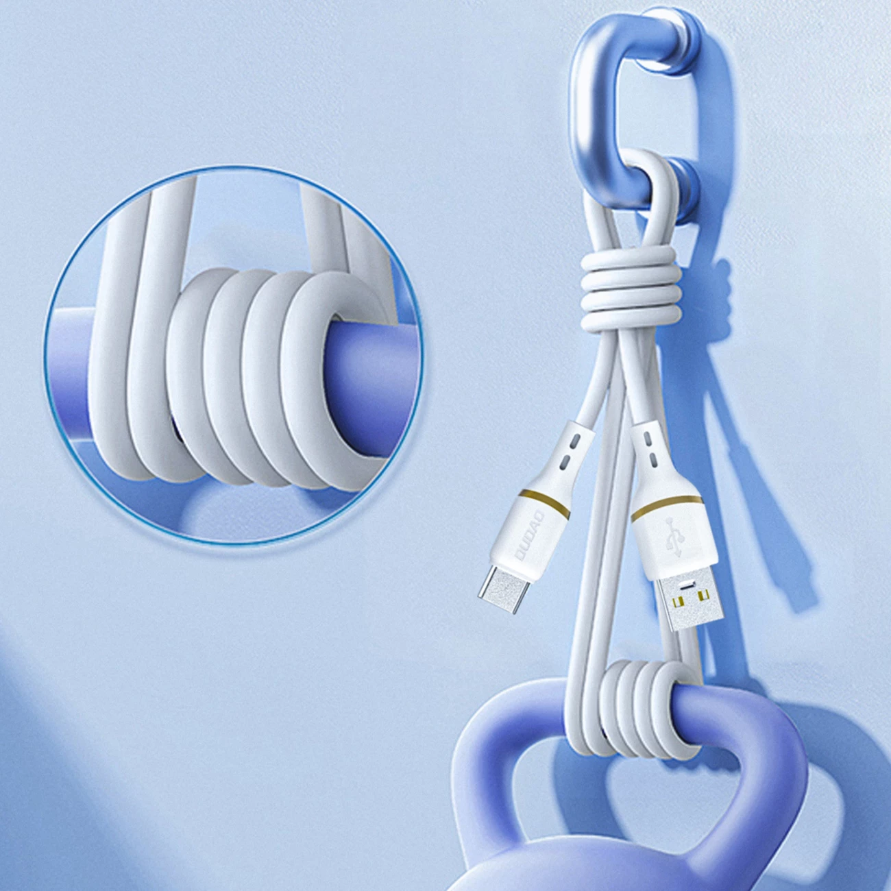 Kabllo karikimi dhe të dhënash, Dudao L25L, USB-A në Lightning, 1 m, 30 W, USB 2.0, silikon i butë, e bardhë