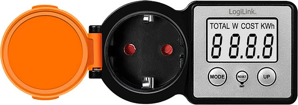 Matës kostoje energjie LogiLink Energy Cost Meter, për jashtë, ekran LCD, prizë Schuko, zi/portokalli