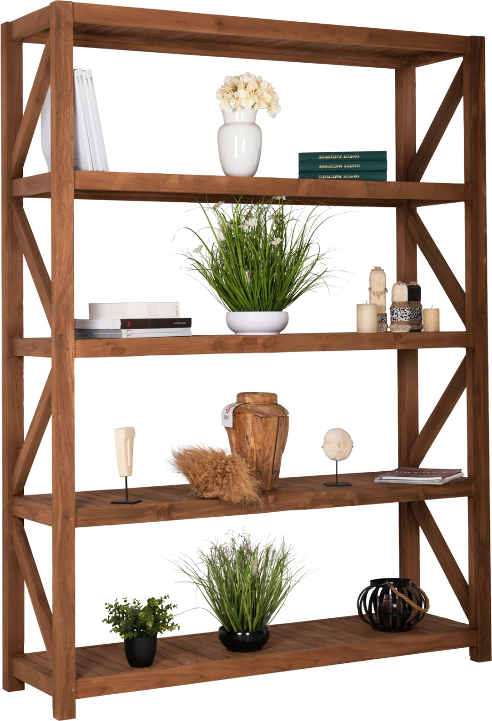 Raft librash KITAKU FH9798 dru tik i ricikluar, ngjyrë natyrale, 150x45x200H cm