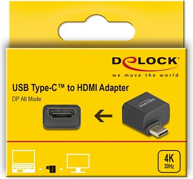 Adapter DeLOCK USB-C në HDMI, 4K 30Hz, DP Alt Mode, i zi
