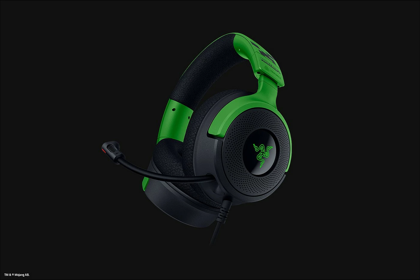 Kufje gaming Razer Kraken V4 X Minecraft edition, me mikrofon, USB, dritë shumëngjyrëshe, e zezë/e gjelbër