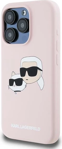 Mbështjellës Karl Lagerfeld Silicone Karl & Choupette MagSafe për iPhone 15 Pro Max, Rozë