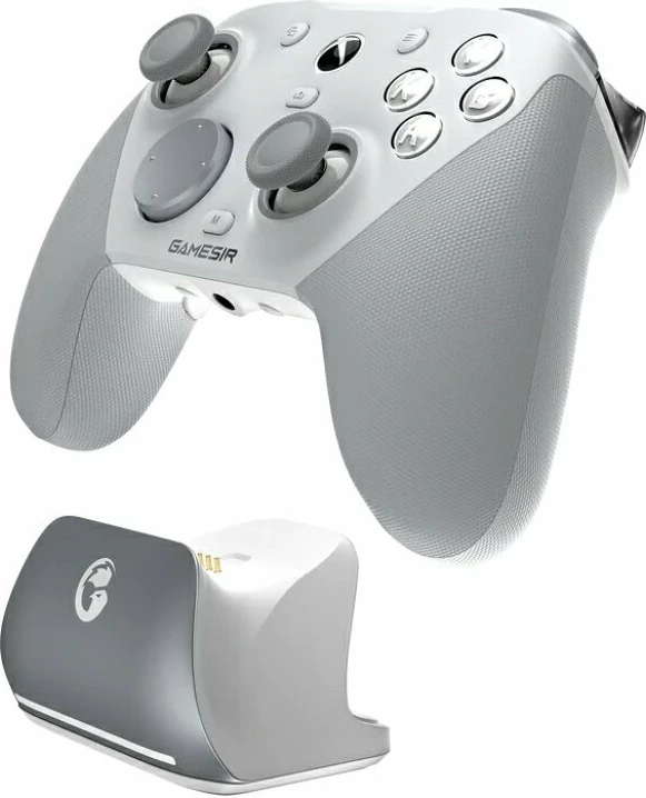 Kontroller GameSir G7 Pro Mech, tri-mode (wired/wireless/Bluetooth), Hall Effect, 25 butona, prizë për kufje, i bardhë/gri