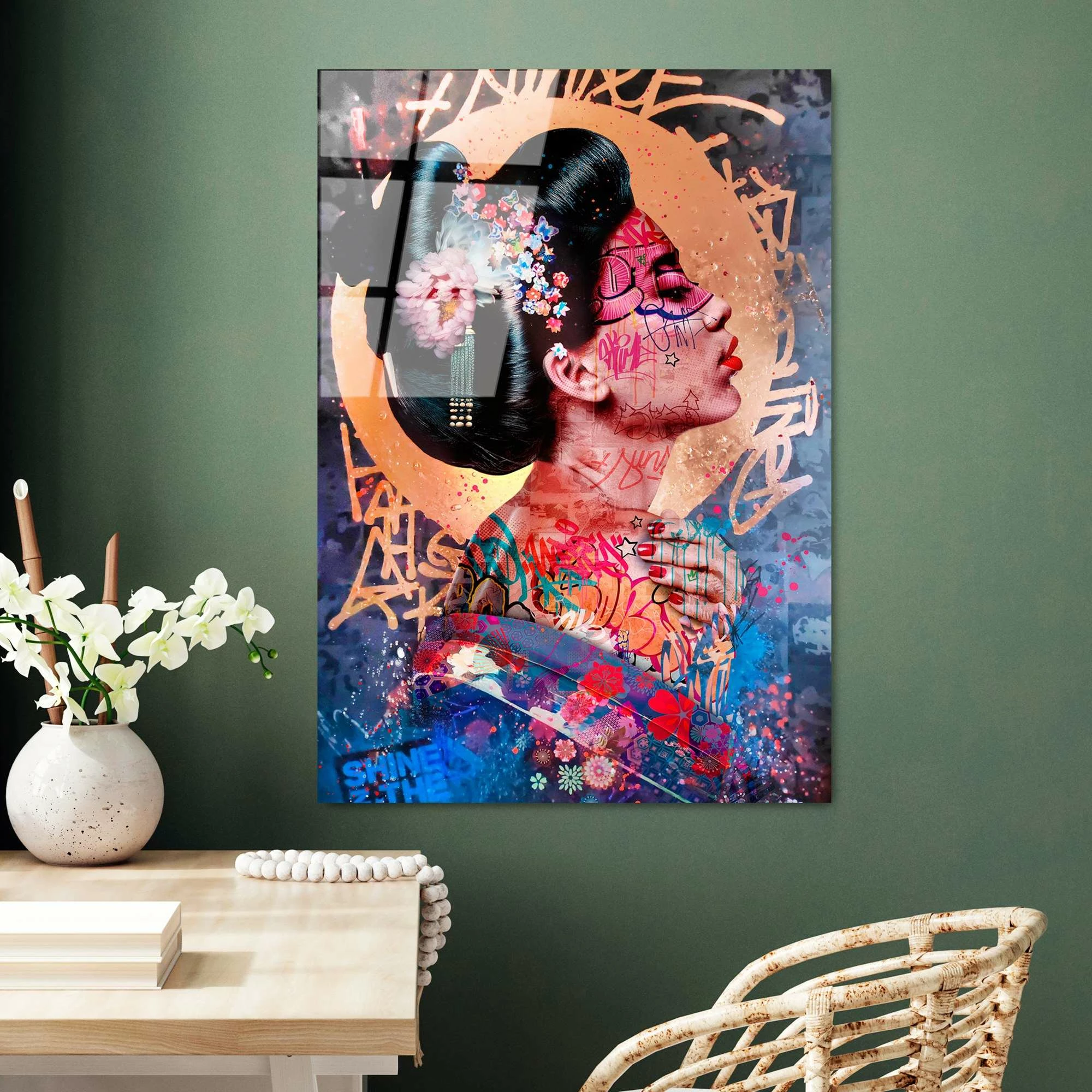 Pikturë dekorative prej xhami të temperuar, shumëngjyrëshe, UV-727, 70x100cm