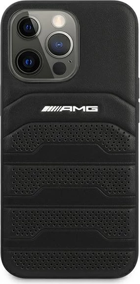 Mbështjellës Mercedes-AMG AMHCP13XGSEBK për iPhone 13 Pro Max 6.7\" hardcase lëkurë Debossed Lines, i zi