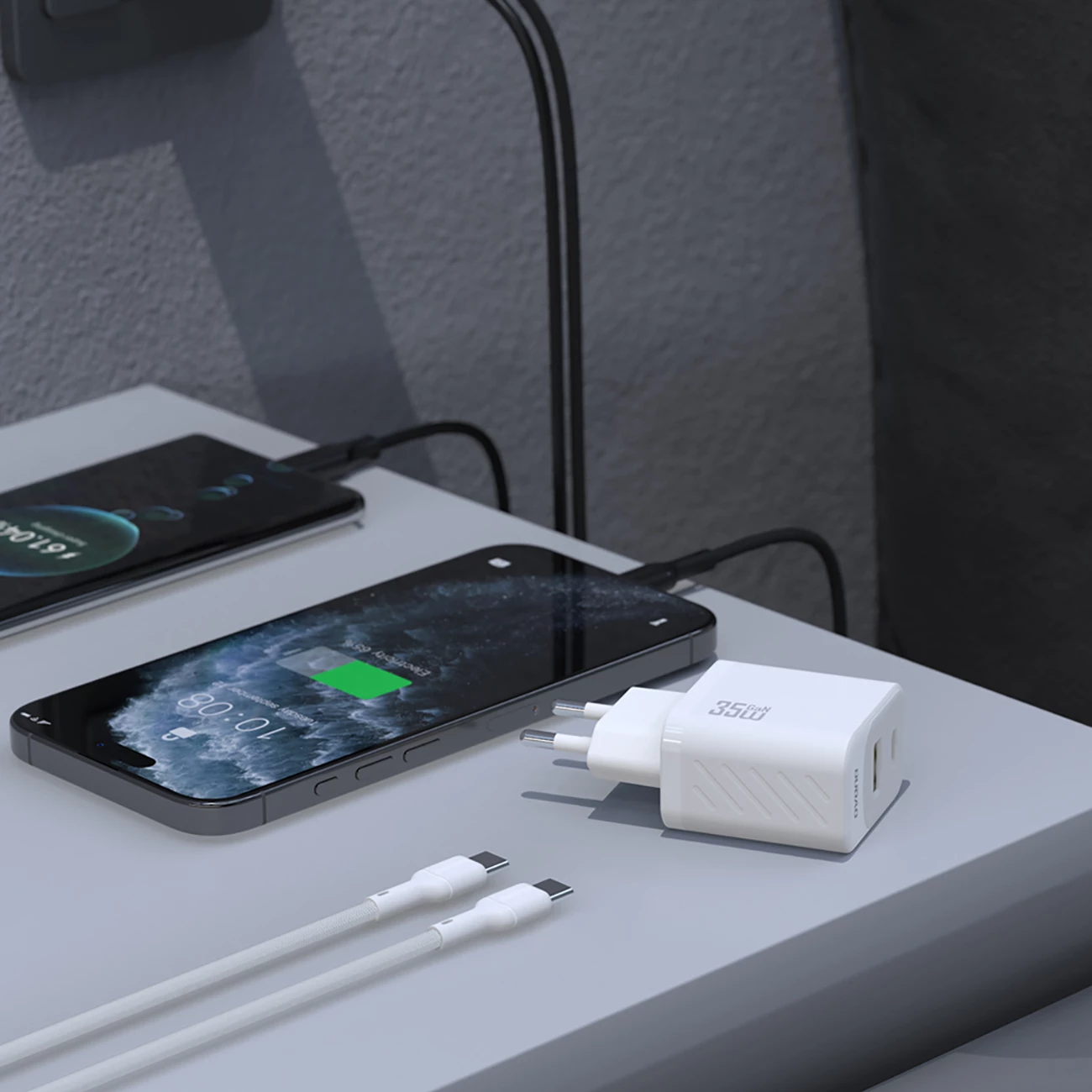 Karikues muri Dudao A27 MaxC me kabllo USB-C, 35W, Bardhë