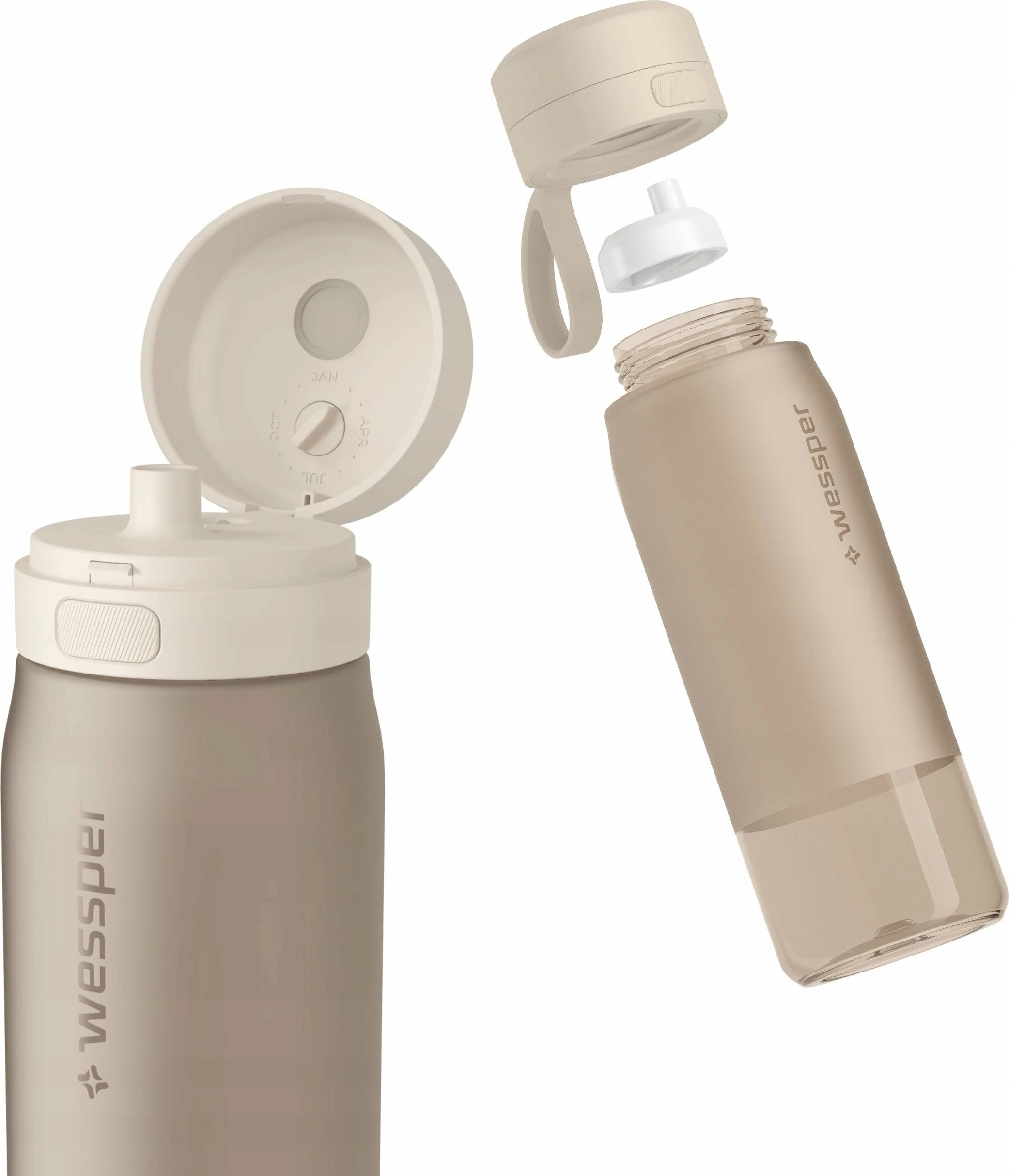 Shishe filtruese uji Wessper B2 TRITAN Actitex 700ml Bezhë, set me 1 filtër