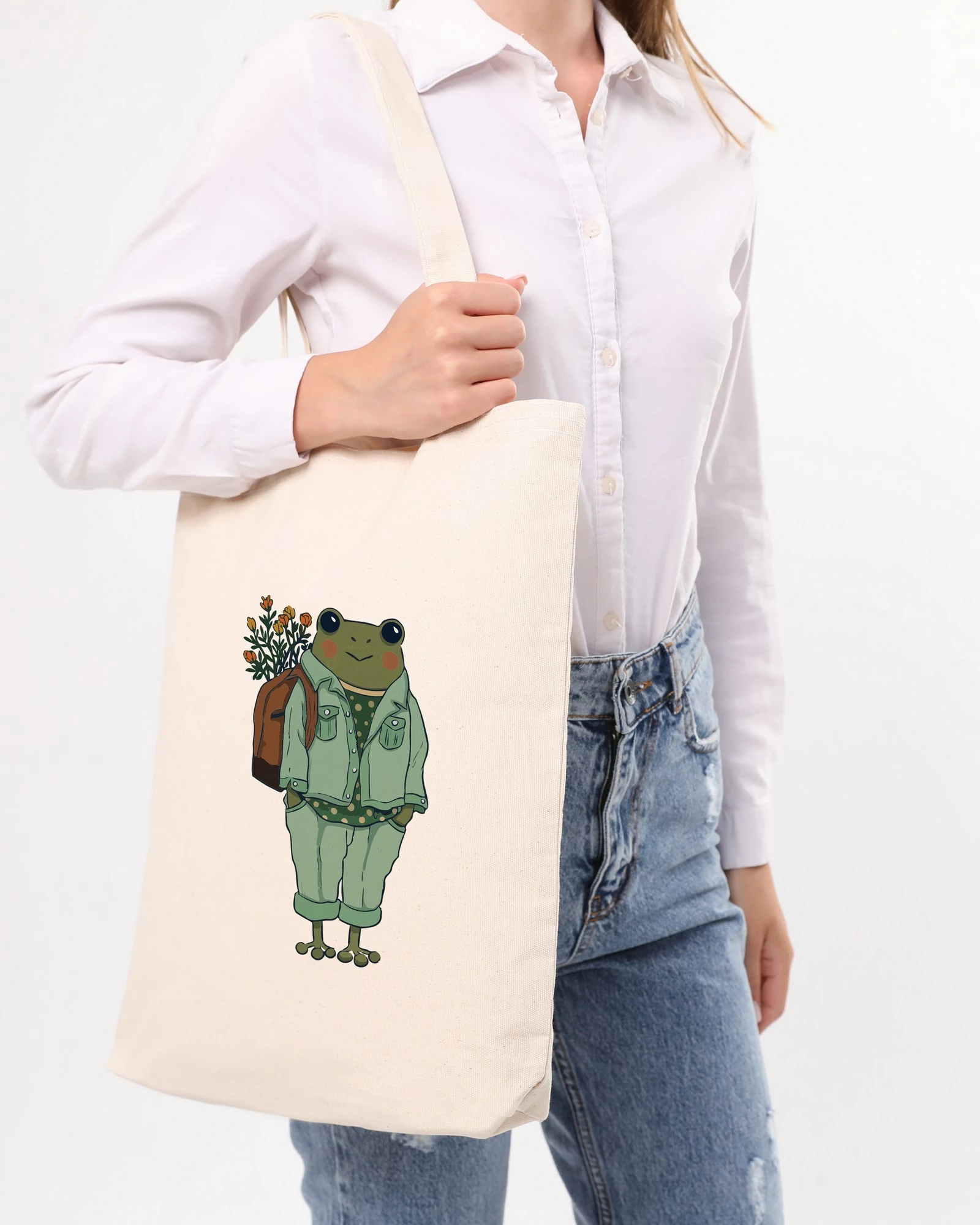Tote bag Zoozie Bags, krem, 35x40x8cm, model me bretkosë