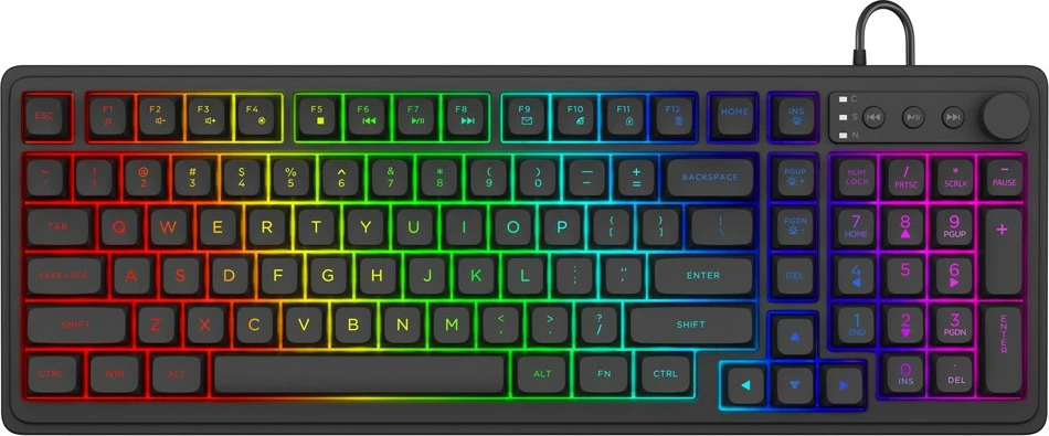 Tastierë gaming Savio GALAXIS, membrane, RGB, me kabllo USB 1.5 m, US QWERTY, e zezë