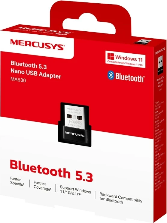 Adapter Bluetooth MERCUSYS MA530, Nano USB, 5.3, E zezë