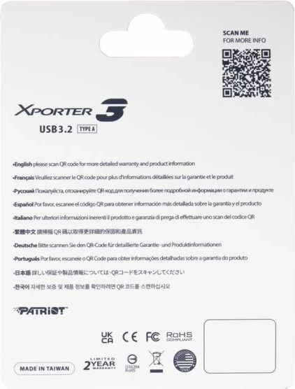 Memorie USB Patriot Xporter 3 128GB USB 3.2 Gen 1, 80MB/s, e zezë