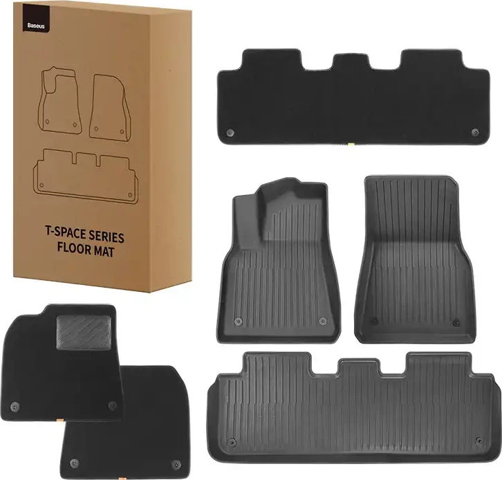 Set tapeta dyshemeje për makinë Baseus T-Space, për Tesla Model Y, 6 copë, e zezë