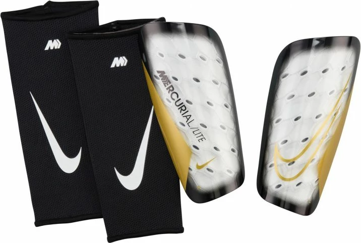 Mbrojtëse për këmbë për futboll Nike Mercurial Lite, të bardha e të zeza
