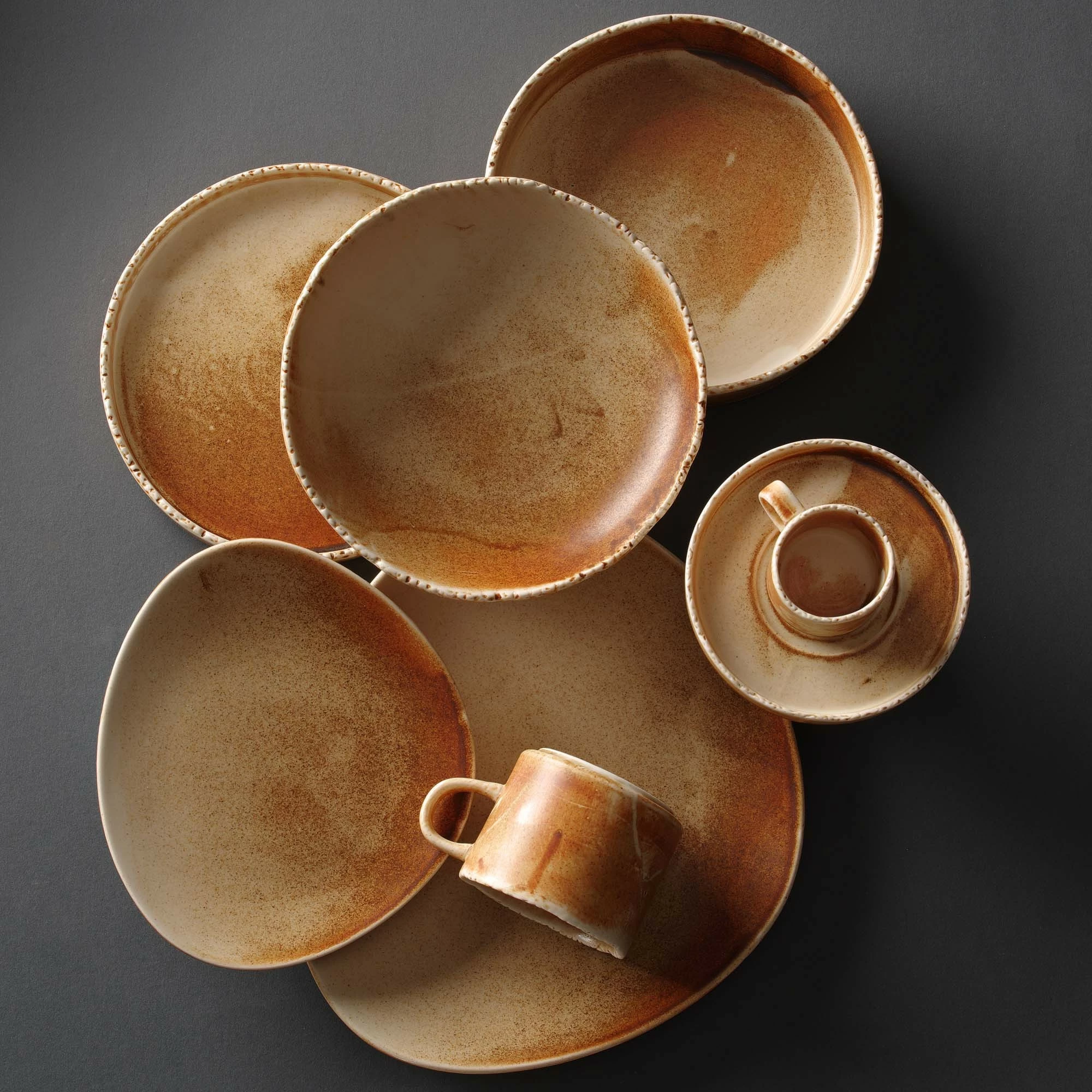 Pjatë e sheshtë Fine Dine Constancy 270mm, porcelan, kafe/bezhë, set 3 copë