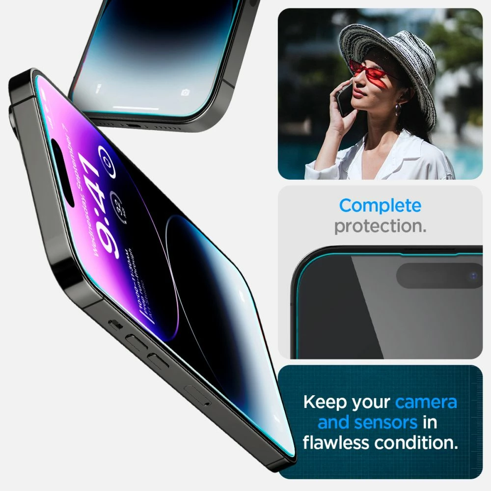 Xham i temperuar Spigen Glas.tR EZ Fit për iPhone 14 Pro, 2 copë