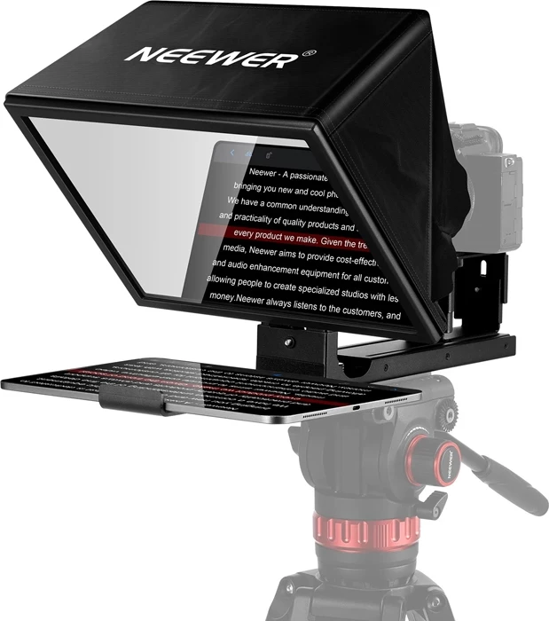 Teleprompter Neewer BASICS X12B 12\" për tablet, alumini i rregullueshëm, i zi, set me telekomandë RT113 dhe çantë