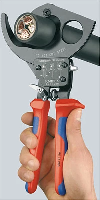 Prerëse kabllosh Knipex 95 31 250, çelik, dorezë plastike, 250mm, zi/blu/kuqe