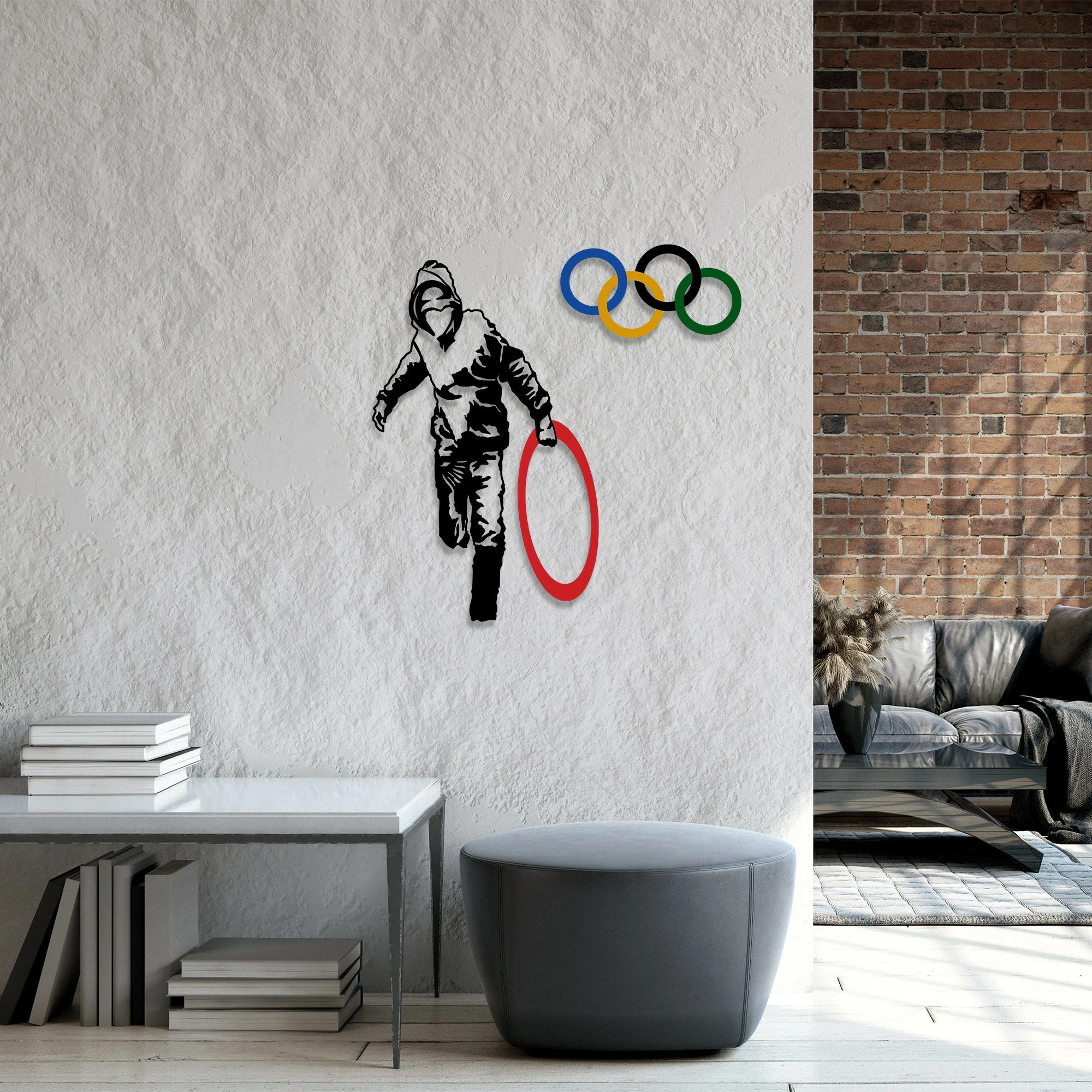 Aksesor dekorativ metalik për mur Wallity, Banksy - 7, shumëngjyrësh, 62x61cm