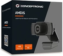 Webcam Conceptronic AMDIS 1080P Full HD, 2MP, 30fps, USB-A, me mikrofon, e zezë