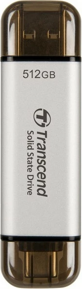 SSD i jashtëm Transcend ESD310S 512GB, USB 3.2 Gen 2, Type-C/Type-A, argjendtë