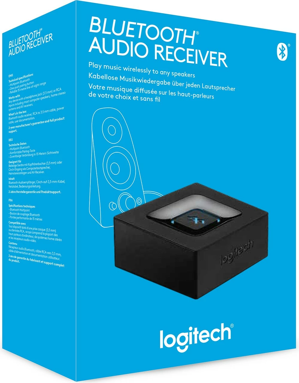 Adapter audio Bluetooth Logitech, 3.5 mm, A2DP, 15 m, i zi, AC, Type C