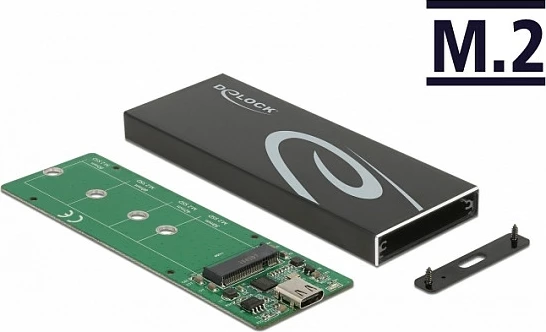 Kasë eksterne DeLOCK për SSD M.2 SATA, USB-C 3.2 Gen 2, 6 Gbit/s, e zezë