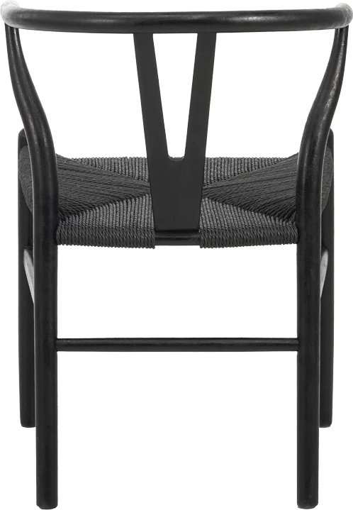 Karrige Wishbone, dru kauçuku, litar sintetik, ngjyrë e zezë, 60x51x80cm