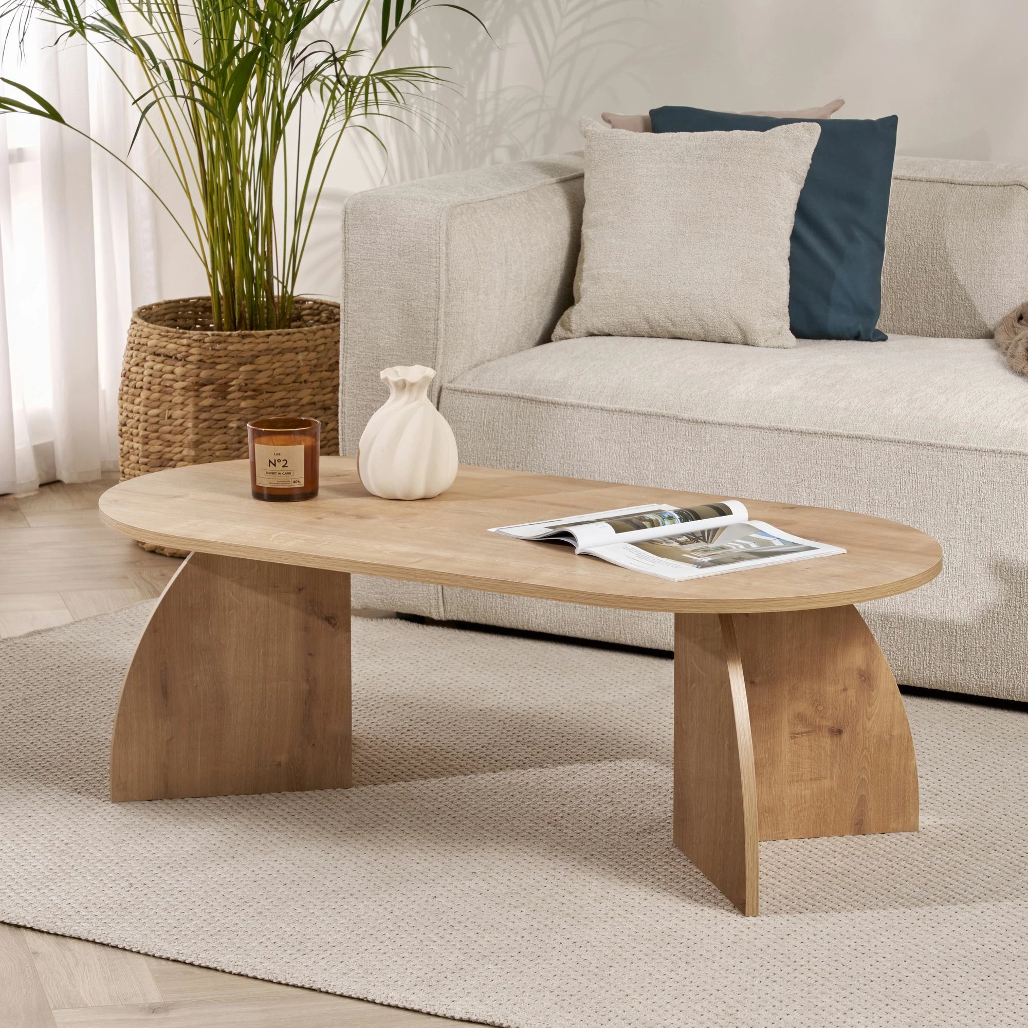 Tavolinë për kafe Nordure, ngjyrë lisi Sapphire Oak, Melina