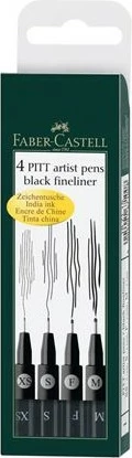 Set lapsa artistike Faber-Castell Pitt Artist Pen 4 copë, e zezë