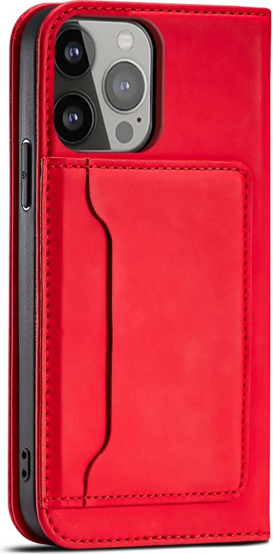Mbështjellës Hurtel Magnet Card Case për iPhone 14 Pro, me kapak, portofol dhe mbajtëse, Kuq