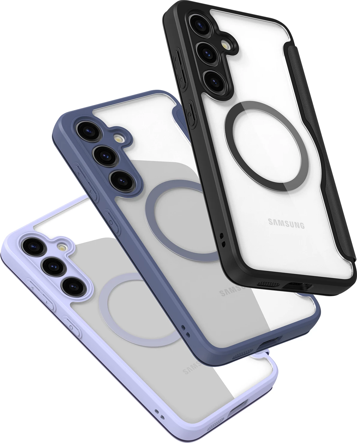 Mbështjellës Dux Ducis Skin X Pro për Samsung Galaxy S24, me unazë magnetike dhe kapak, i zi