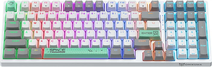 Tastierë mekanike ONIKUMA G38, 98 taste, me kabllo, e bardhë, me ndriçim RGB
