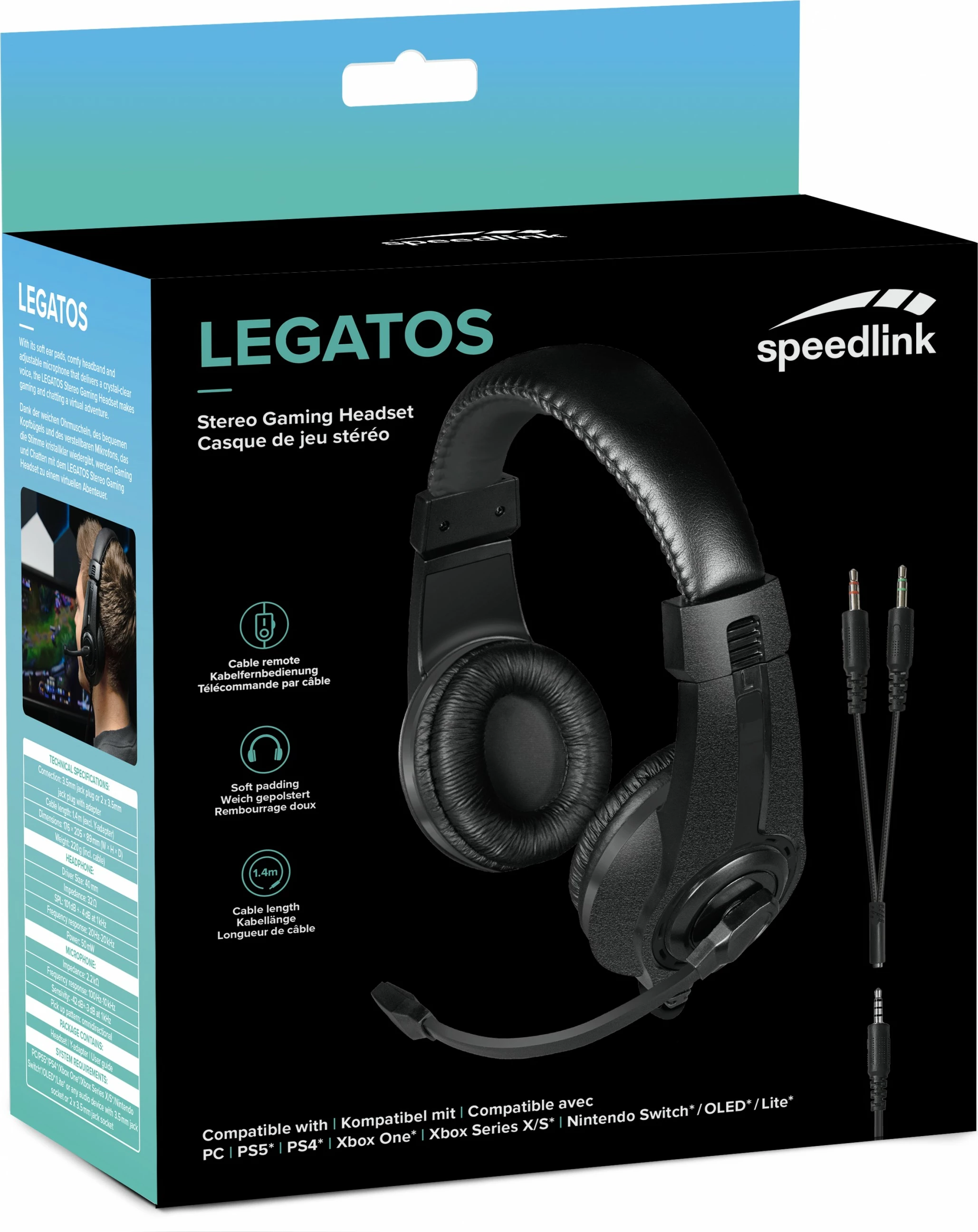 Kufje Speedlink LEGATOS, Wired, Gaming, 220 g, Zezë