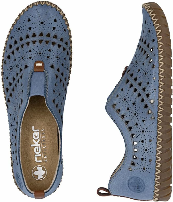 Këpucë lëkure për femra Rieker M2852-12, blu