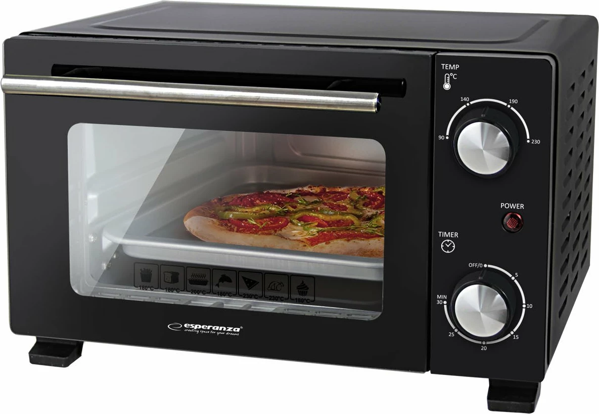 Mini furrë Esperanza EKO007N Calzone 10 L 800 W, e zezë