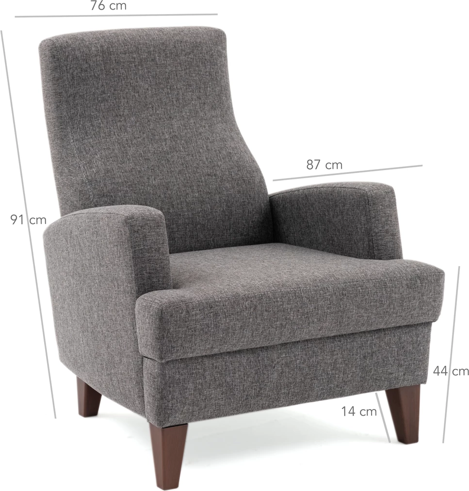 Karrige bergere Wing, ngjyrë gri e errët, Atelier del Sofa