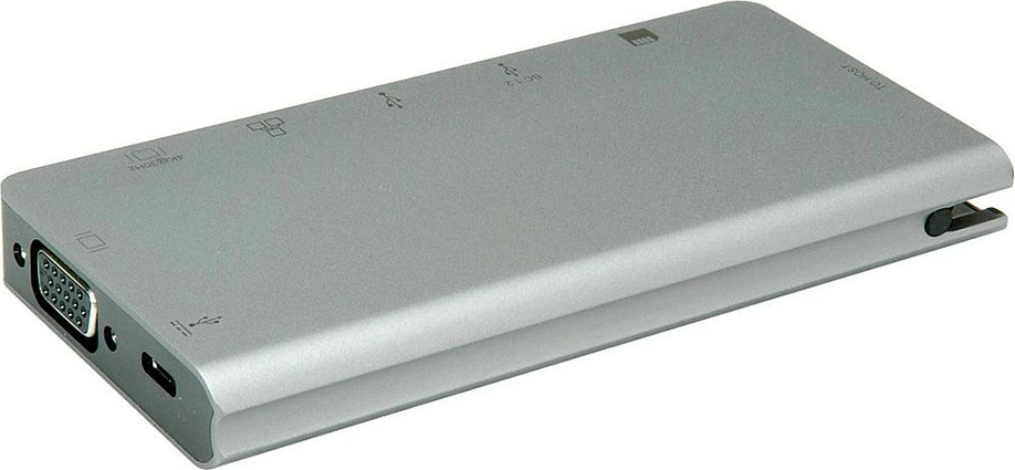 Docking station ROLINE 12.02.1022, USB-C, HDMI 4K, VGA, LAN 1Gbps, 2x USB 3.2, SD/microSD, USB-C PD, gri