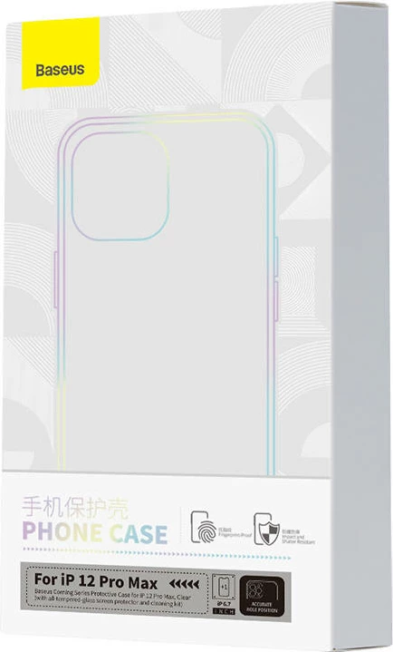 Mbështjellës transparent me xham të temperuar Baseus Corning për iPhone 12 Pro Max, set