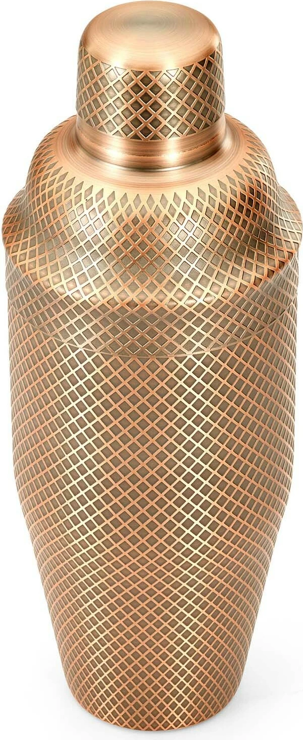 shaker koktejli 3-pjesësh stil japonez, BarFly, Diamond Lattice, 700 ml, çelik inox 18/8, bakër antik