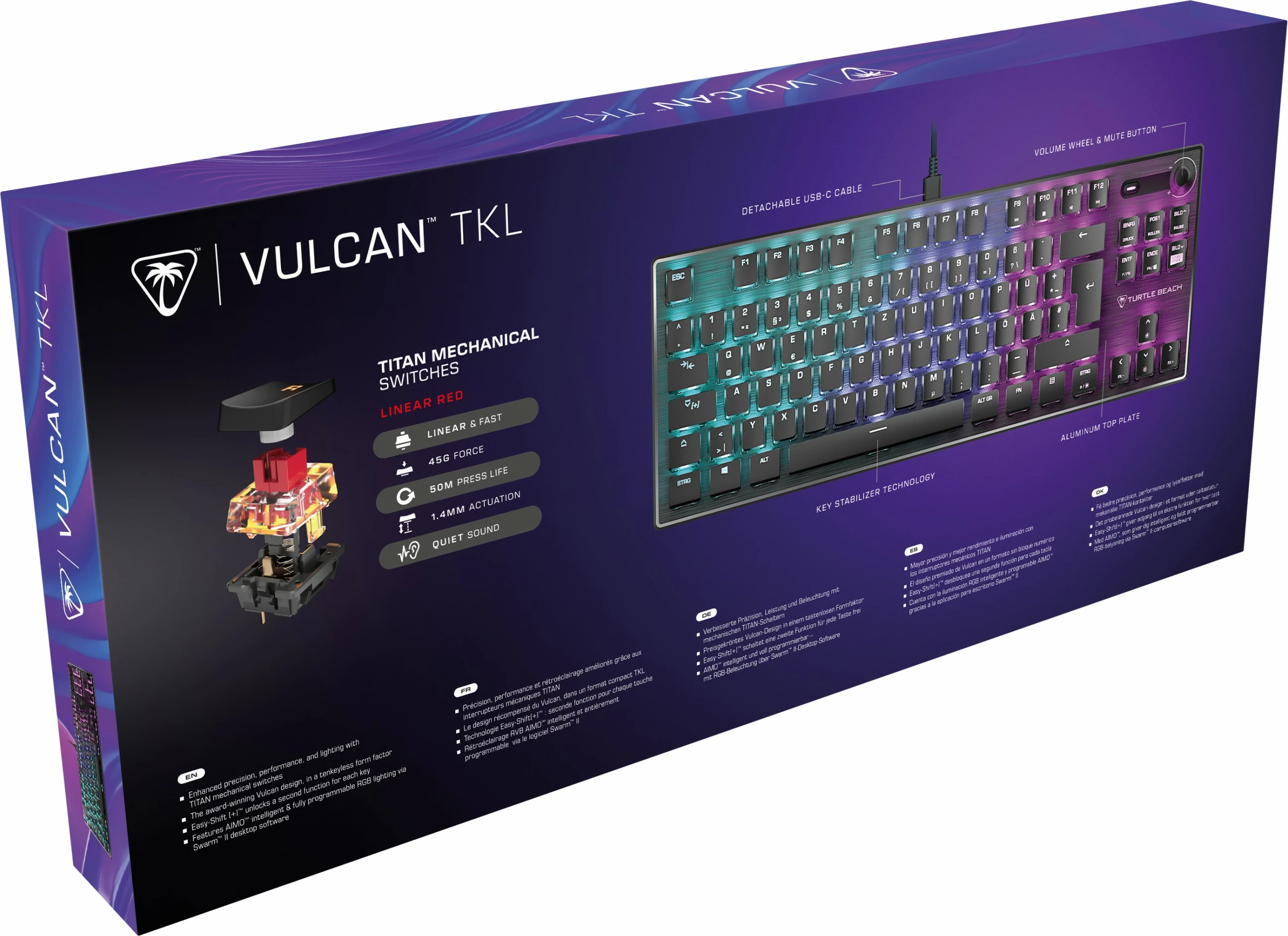 Tastierë mekanike Turtle Beach Vulcan TKL, RGB, QWERTZ, e zezë