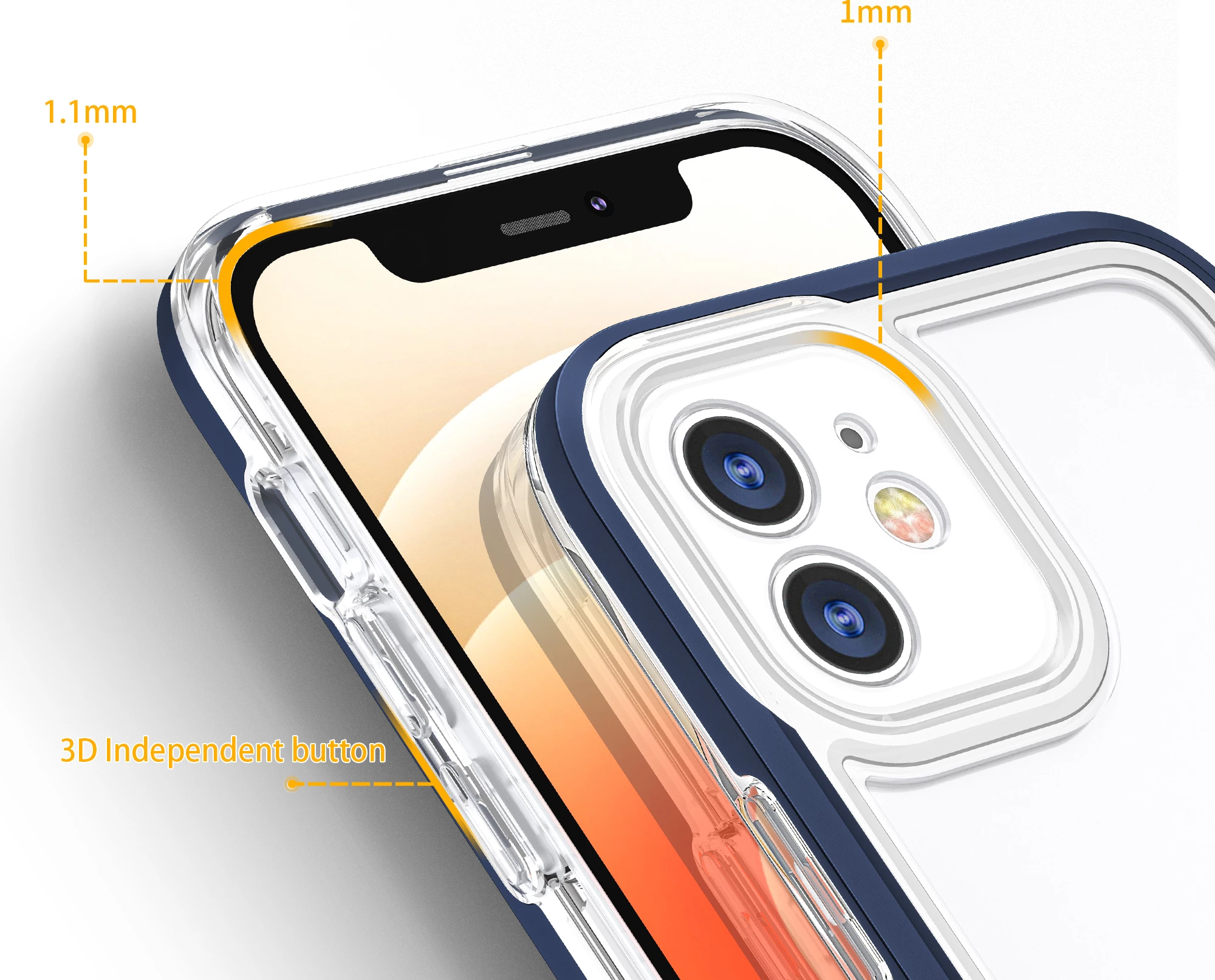 Mbështjellës Hurtel Hybrid Armor Clear 3 in 1 për iPhone 12, Kaltër/Transparent