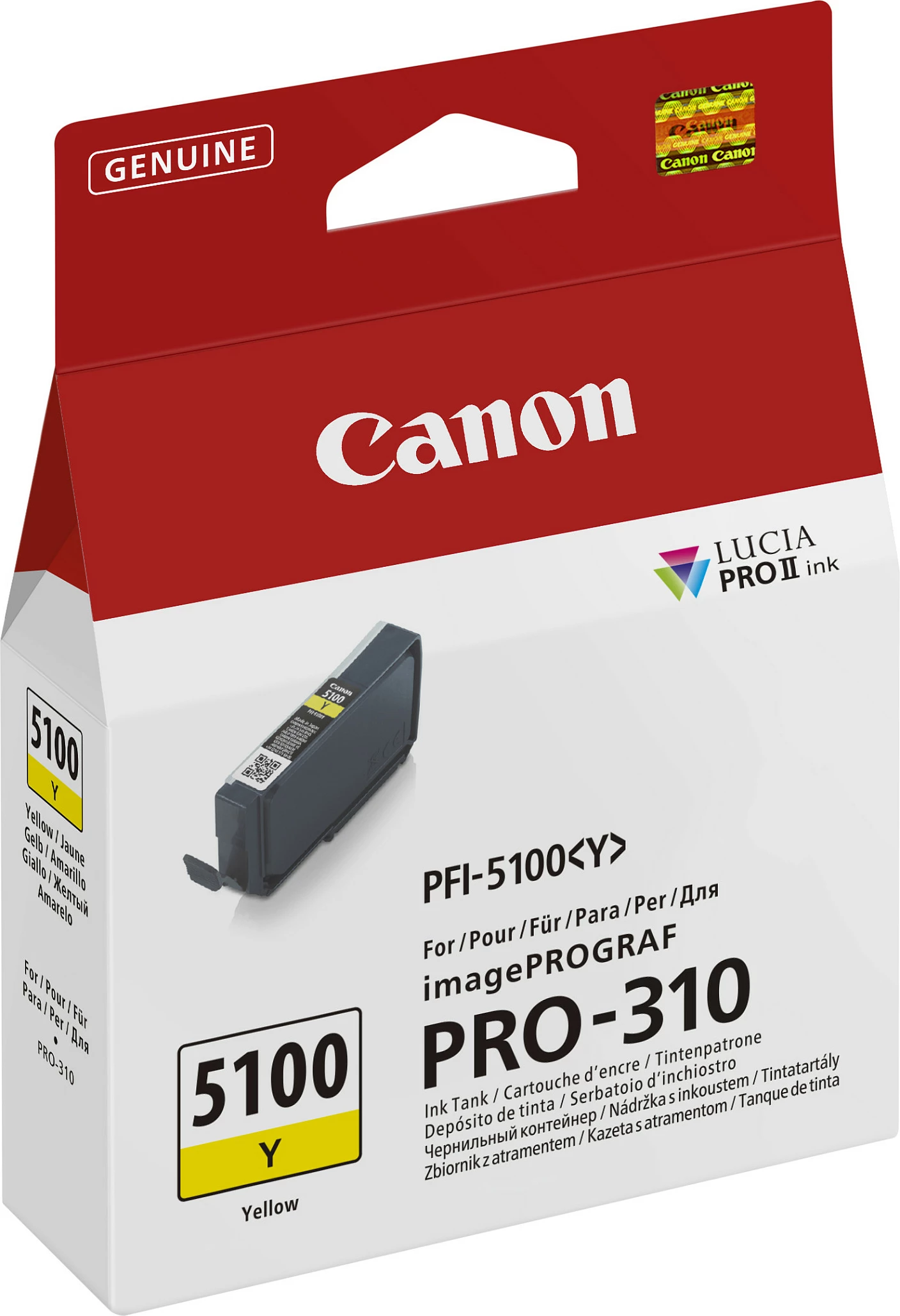Kartrixh boje Canon PFI-5100 Y, 14.4 ml, për imagePROGRAF PRO-310, e verdhë